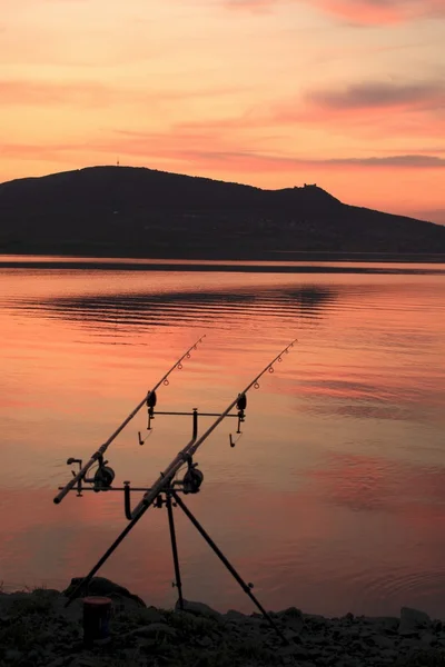 e tepelerin altında balıkçılık çubuklar