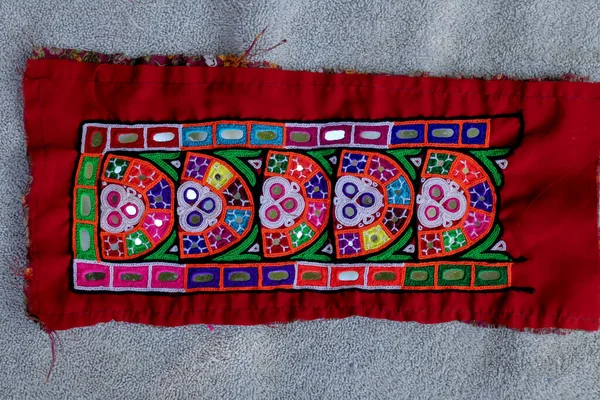 Вышивка Ручной Работы Искусство Вышивки Ручной Работы Традиционное Индийское Искусство — стоковое фото