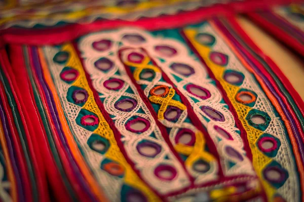 Sanat Nakışı Süslemeler Kutch Sanatı Güzel Nakış Manzarası Renkli Ahir — Stok fotoğraf