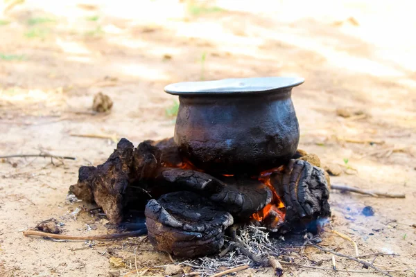 Cow Dung Pellets Used Indian Cuisine Cooking Indian Village Tea Stock Picture