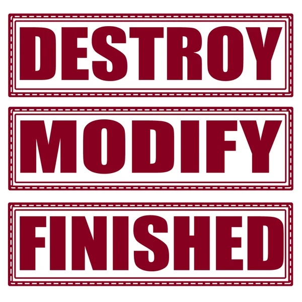 Destroy modify finished set stamp — Stock Vector