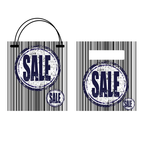 Barcode shopping bag with sale sticker — Stock Vector