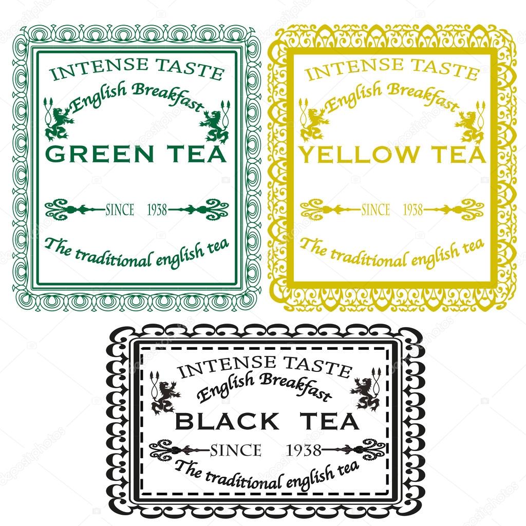 set green yellow black tea stamp