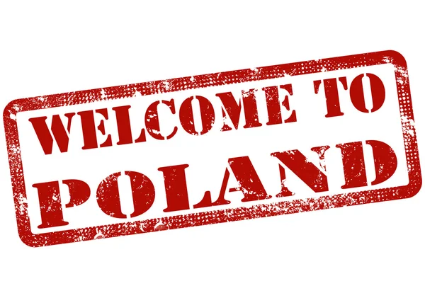 Bienvenido al sello de Polonia — Vector de stock