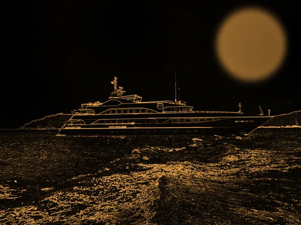 Coucher de soleil sur un yacht dans la mer près de fond de Sardaigne — Image vectorielle