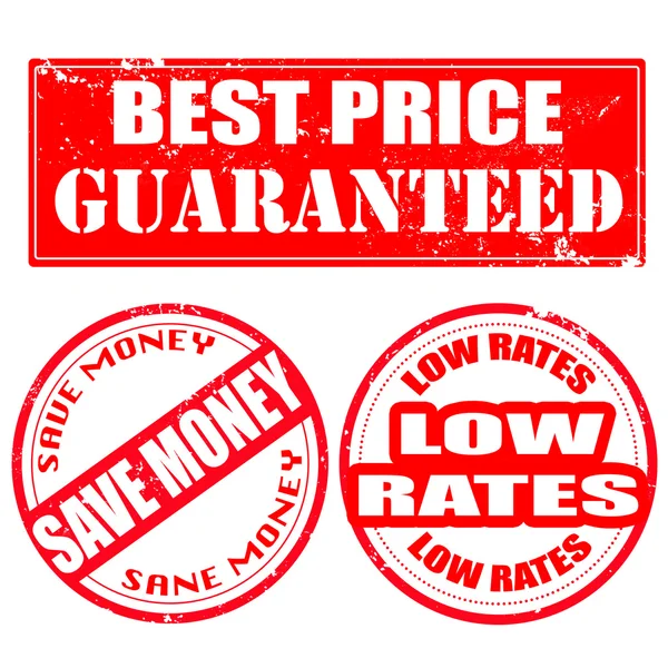 Best price guaranteed , save money , low rates stamp — Stock Vector