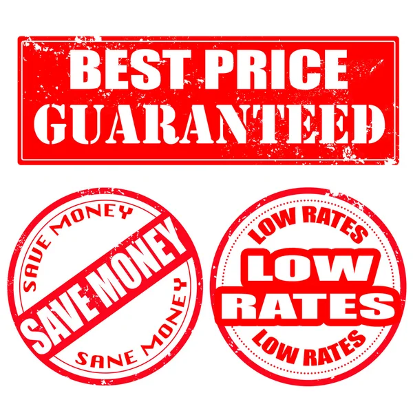 Melhor preço garantido, economizar dinheiro, selo de taxas baixas Ilustração De Stock