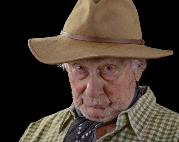 Old man in a felt hat — Stock Photo, Image