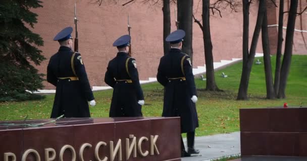 Moscou Rússia Outubro 2021 Cidade Guarda Honra Guardas Segurança Perto — Vídeo de Stock