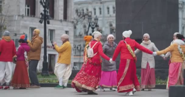 Москва Росія Жовтень 2021 Релігія Харе Крішна Представниками Форми Індуїзму — стокове відео