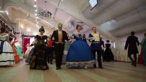 Novosibirsk Russia January 2022 Christmas Ball Men Women Beautiful Vintage — Stok Video