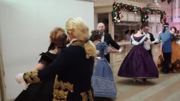 Novosibirsk Russia January 2022 Christmas Ball Dancers Beautiful Ballroom Outfits — Video