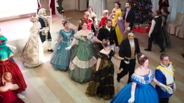Novosibirsk Russia January 2022 Christmas Ball Men Women Beautiful Vintage — Video
