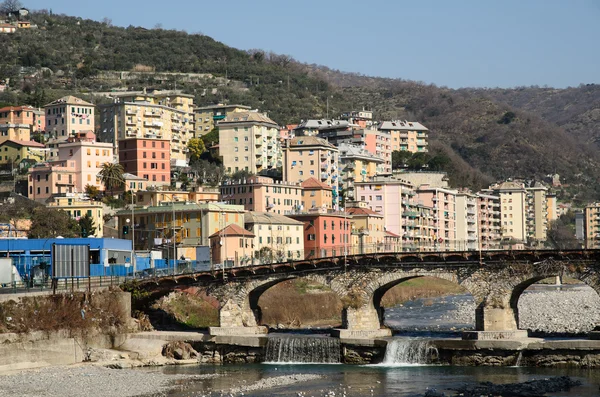 Genoa and the riiver Bisagno — Stock Photo, Image