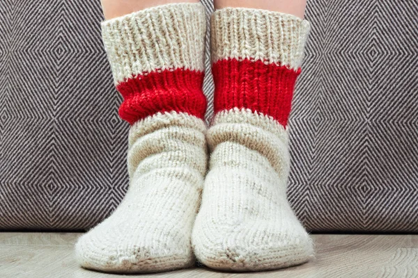 Clouseup pair wool knitted socks — Stock Photo, Image