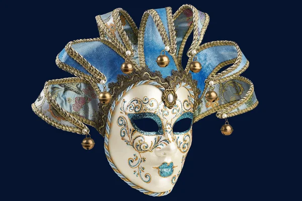 Изолированная синяя венецианская маска — стоковое фото