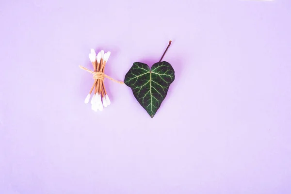 Yeniden Kullanılabilir Bambu Çubuğu Kalp Şeklinde Yeşil Yaprak Çok Peri — Stok fotoğraf