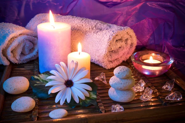 Spa candle stone ice — Stock Photo, Image