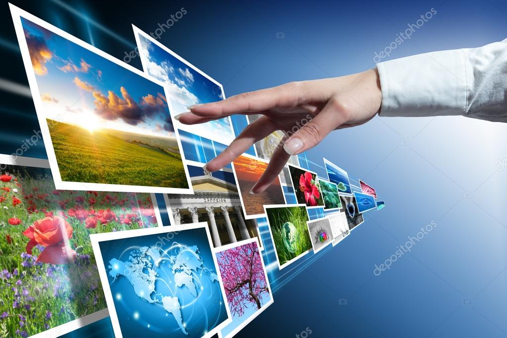 Multimedia touch with hand