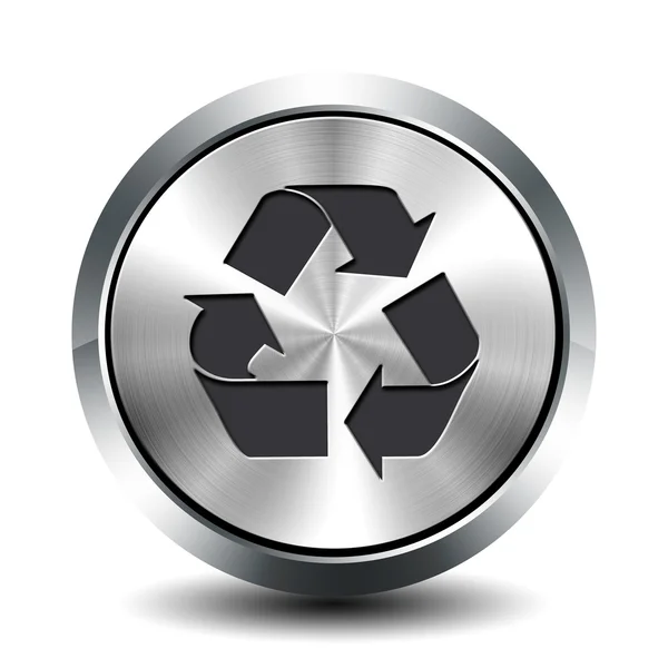 Round metallic button - recycling — Stock Photo, Image