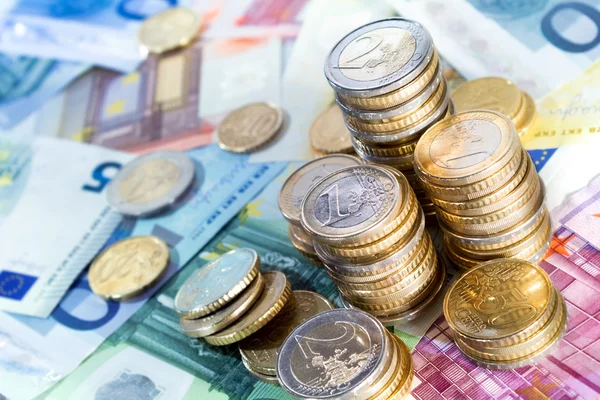 Стеки євро гроші і рахунки — стокове фото