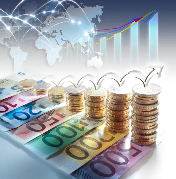 Chart of euro currency - concept of increase — Stock Photo, Image