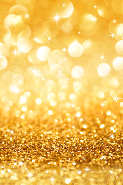 Golden glitter and stars for christmas background