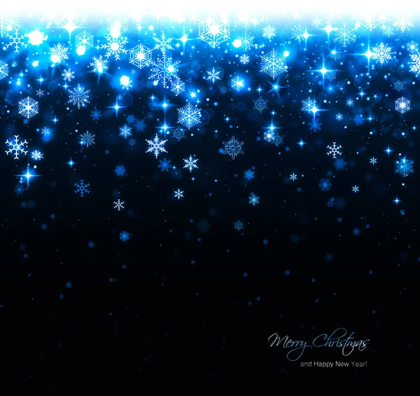 Modré pozadí vánoční hvězdy a vločky — Stock fotografie