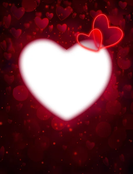 Selamlar Sevgililer günü için kırmızı zemin üzerine beyaz kalpli çerçeve — Stok fotoğraf