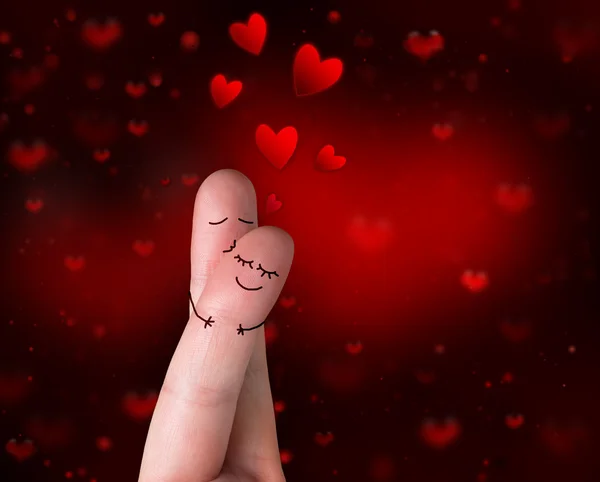 Dedos en el beso del amor - Día de San Valentín — Foto de Stock