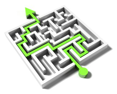 Labirent yeşil bir ok ile çözüldü