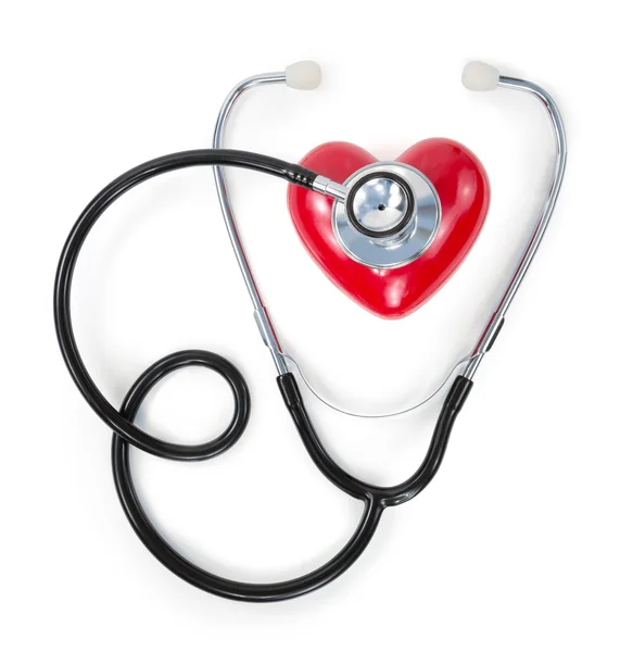 Stethoskop auf rotem Herzen — Stockfoto