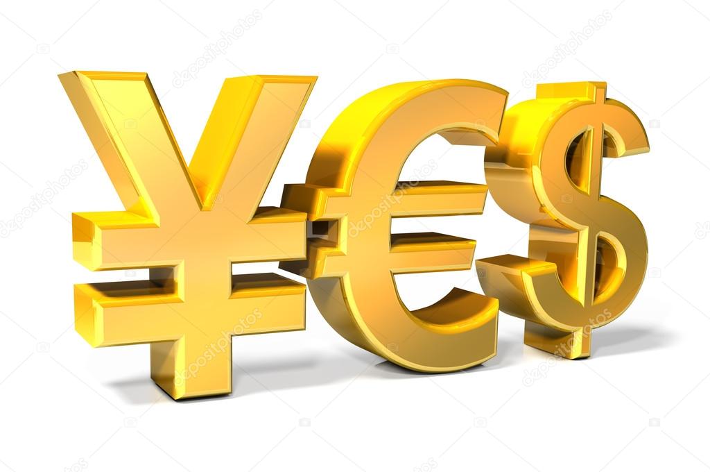 Yes - Yen, Euro, Dollar gold icons