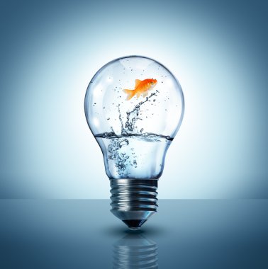 enerji kavramı - ampul atlama goldfish - değiştirmek