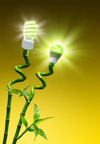 Konzept der Effizienz bei der Beleuchtung - Blitz gegen LED-Lampe — Stockfoto