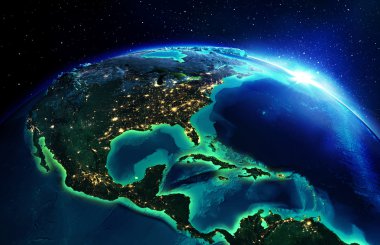 Land area in North America the night clipart