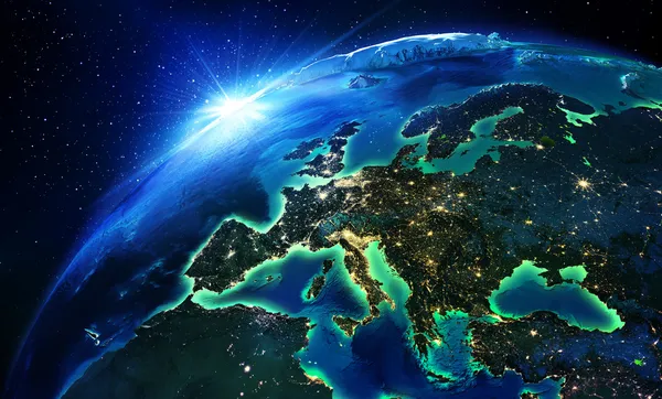 Land in Europa in der Nacht — Stockfoto