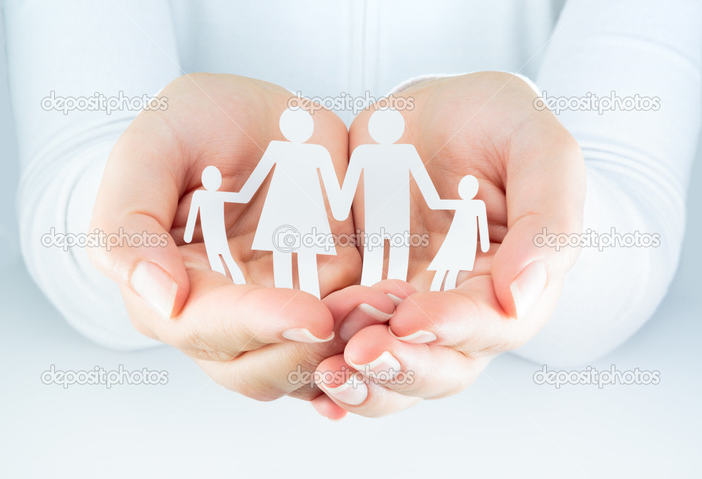 Hands woman expresses the concept of family
