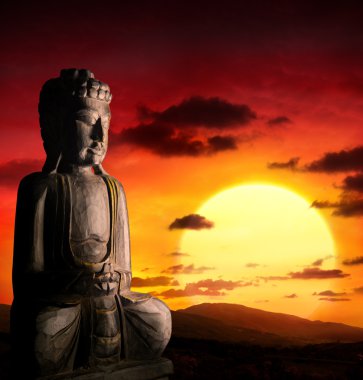 Spiritual background of Asian culture with buddha clipart