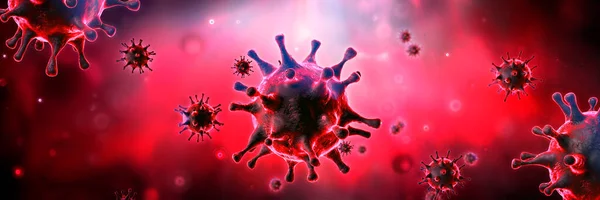 Varianti Covid Omicron Deltacron Covid Coronavirus Red Fluid Rendering — Foto Stock