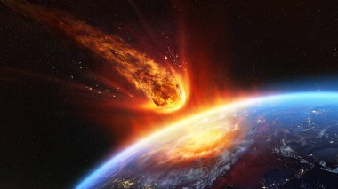 Dünya 'daki Meteor Çarpması - Gezegenle Çarpışmada Ateşlenen Göktaşı - NASA tarafından desteklenen bu görüntünün elementlerini içerir