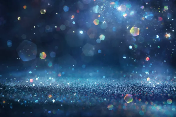 Shiny Blue Glitter Abstract Defocused Background Christmas New Year Texture — Stock Photo, Image