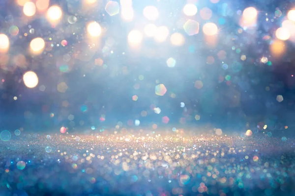 Blue Golden Glitter Shiny Defocused Background Αφηρημένα Χριστουγεννιάτικα Φώτα — Φωτογραφία Αρχείου