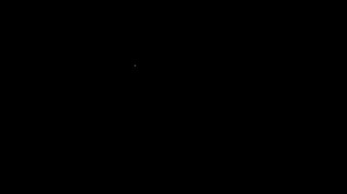 Beyaz çizgi hayat sigortası, siyah arka planda kalkan ikonu var. Güvenlik, güvenlik, koruma, konsept koruma. 4K Video hareketli grafik canlandırması