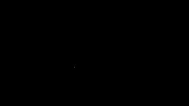 Siyah arka planda toprak simgesi olan beyaz çizgi El Arabası. Alet edevat. Tarım arabası tekerlek çiftliği. 4K Video hareketli grafik canlandırması