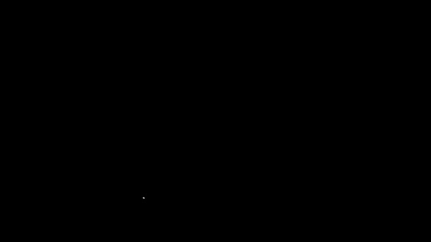 Linea bianca Documento con icona a scudo isolata su sfondo nero. Concetto assicurativo. Sicurezza, sicurezza, protezione, proteggere il concetto. Animazione grafica 4K Video motion — Video Stock