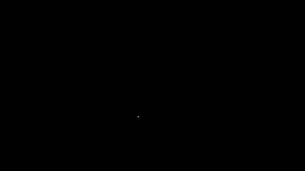 Белая линия Увеличительное стекло с иконкой глобуса изолированы на черном фоне. Анализирую мир. Знак глобального поиска. Видеографическая анимация 4K — стоковое видео