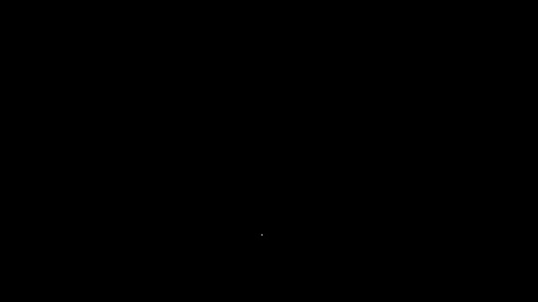Witte lijn Vlag pictogram geïsoleerd op zwarte achtergrond. Locatiemarkering symbool. 4K Video motion grafische animatie — Stockvideo