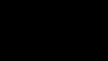 Beyaz çizgi bilgisayar fare simgesi siyah arkaplanda izole edildi. Tekerlek sembollü optik. 4K Video hareketli grafik canlandırması
