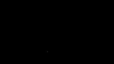 Apple 'ın beyaz çizgi simgesi siyah arkaplanda izole edildi. Yaprak sembollü meyve. 4K Video hareketli grafik canlandırması